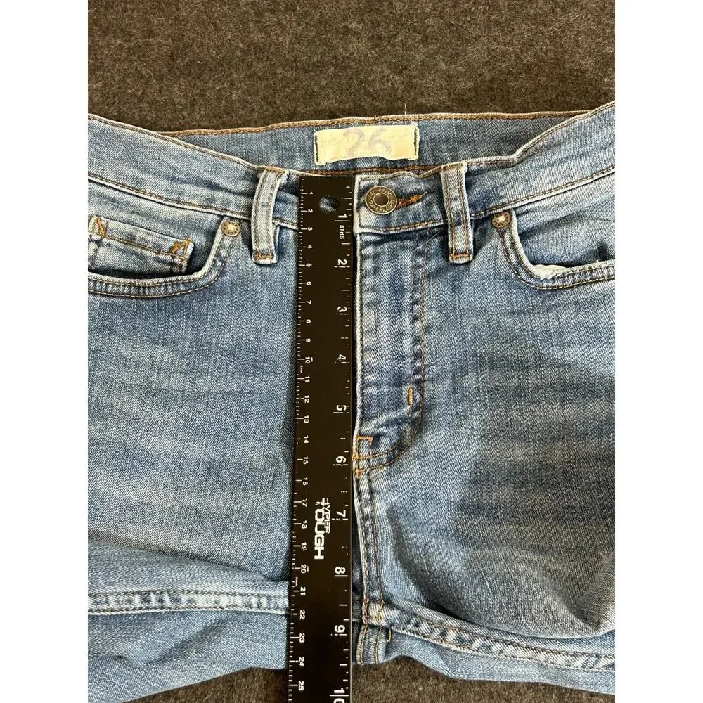 Free People Jeans Sz 26 Blue We The Free Great Heights Frayed‎ Distressed Skinny